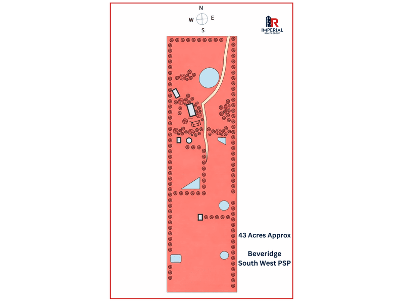 Site plan for the approximately 43-acre Beveridge landholding